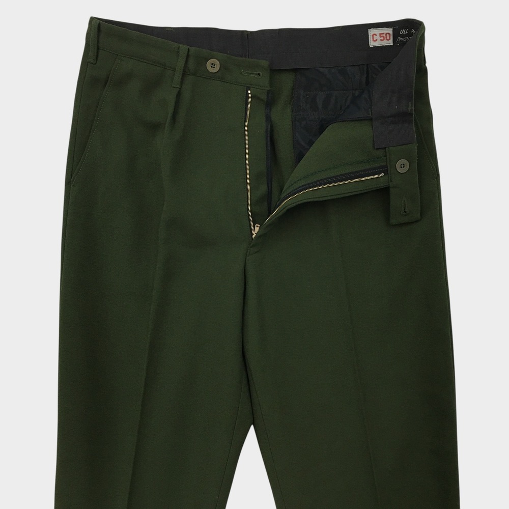 Vintage Swedish Military M59 Trousers 1975 Green Wool Blend Pants C50 Size 32x30